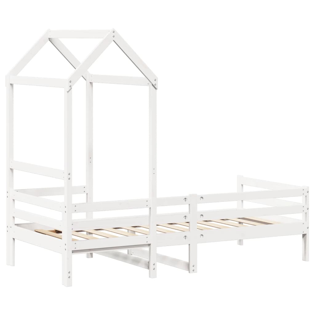 Lit de jour avec toit sans matelas blanc 90x200 cm bois massif