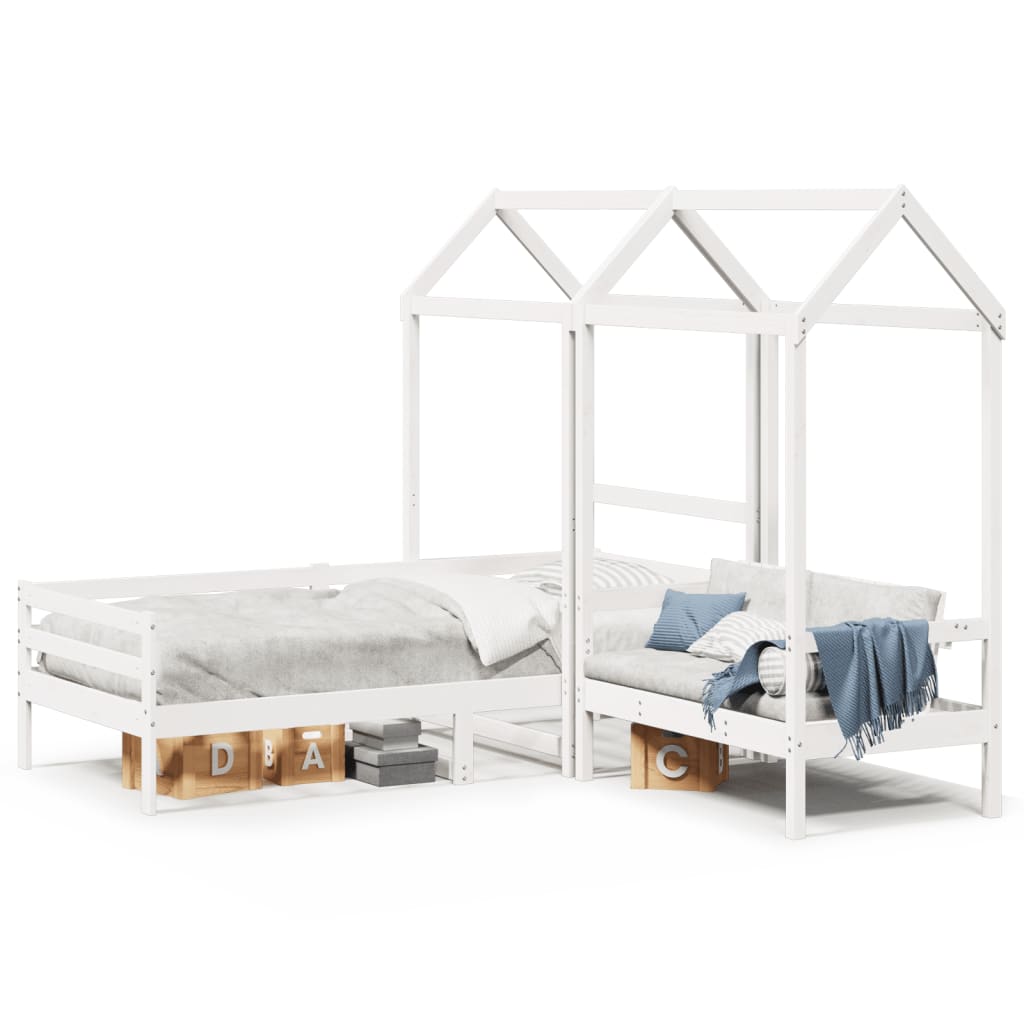 Daybed and bench set with roof without mattress white