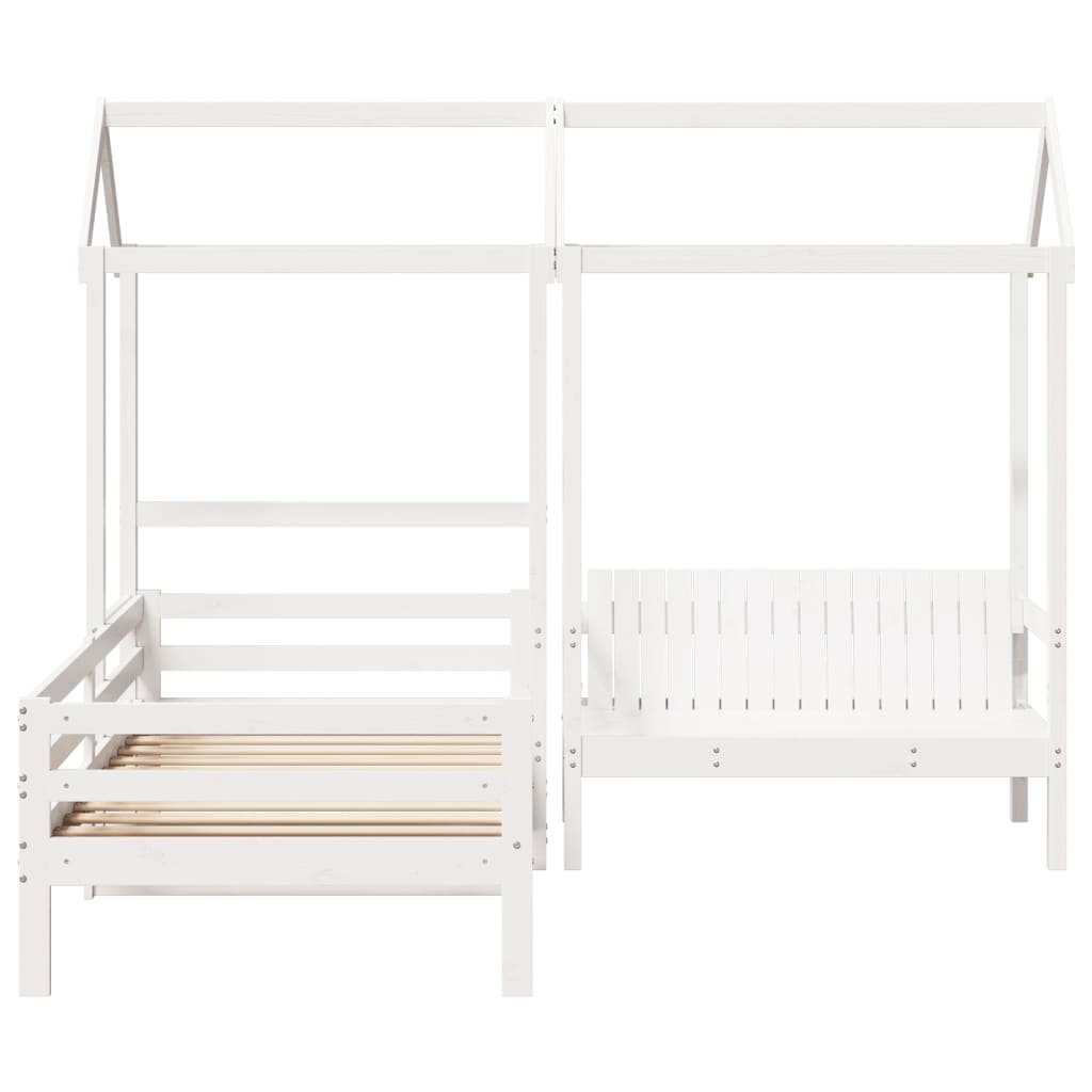 Daybed and bench set with roof without mattress white