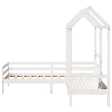 Daybed and bench set with roof without mattress white