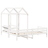 Daybed and bench set with roof without mattress white