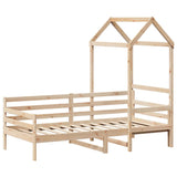 Lit de jour avec toit sans matelas 90x200 cm bois massif