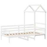 Lit de jour avec toit sans matelas blanc 90x200 cm bois massif