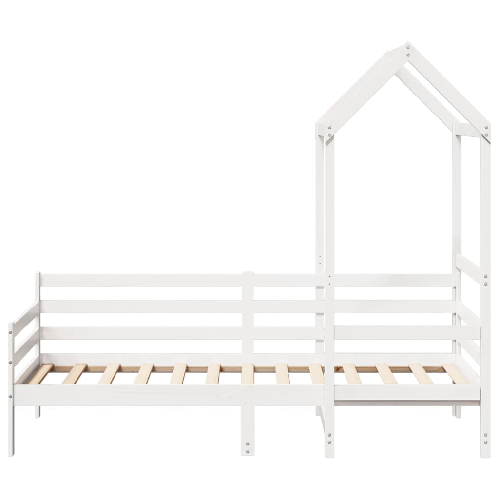 Day bed with roof without mattress white 90x200 cm solid wood