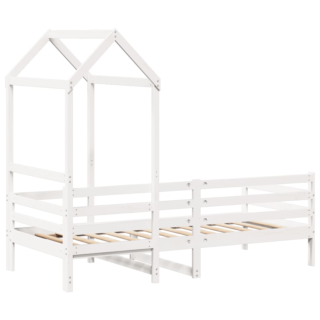 Day bed with roof without mattress white 90x200 cm solid wood