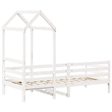 Day bed with roof without mattress white 90x200 cm solid wood