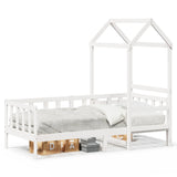 Day bed with roof without mattress white 90x200 cm solid wood