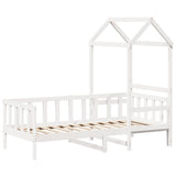 Day bed with roof without mattress white 90x200 cm solid wood