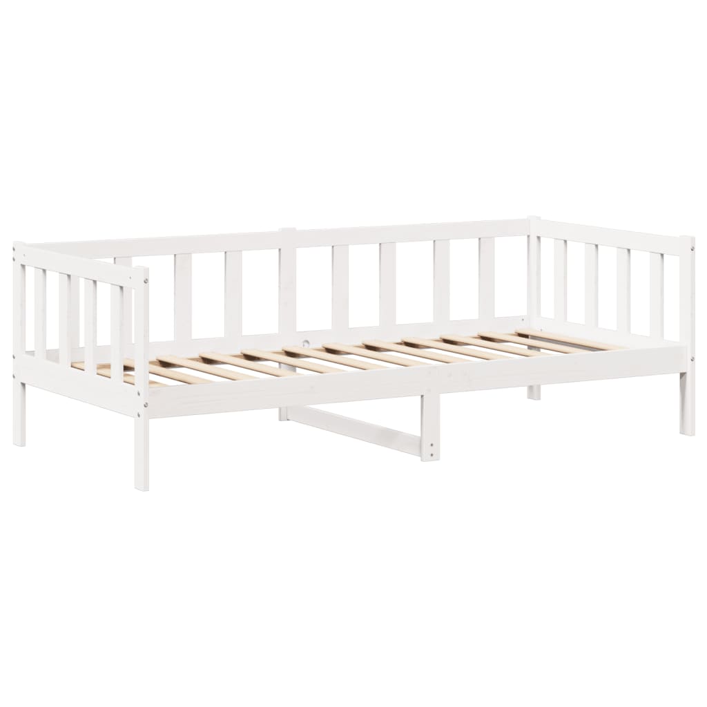 Day bed with roof without mattress white 90x190 cm solid wood