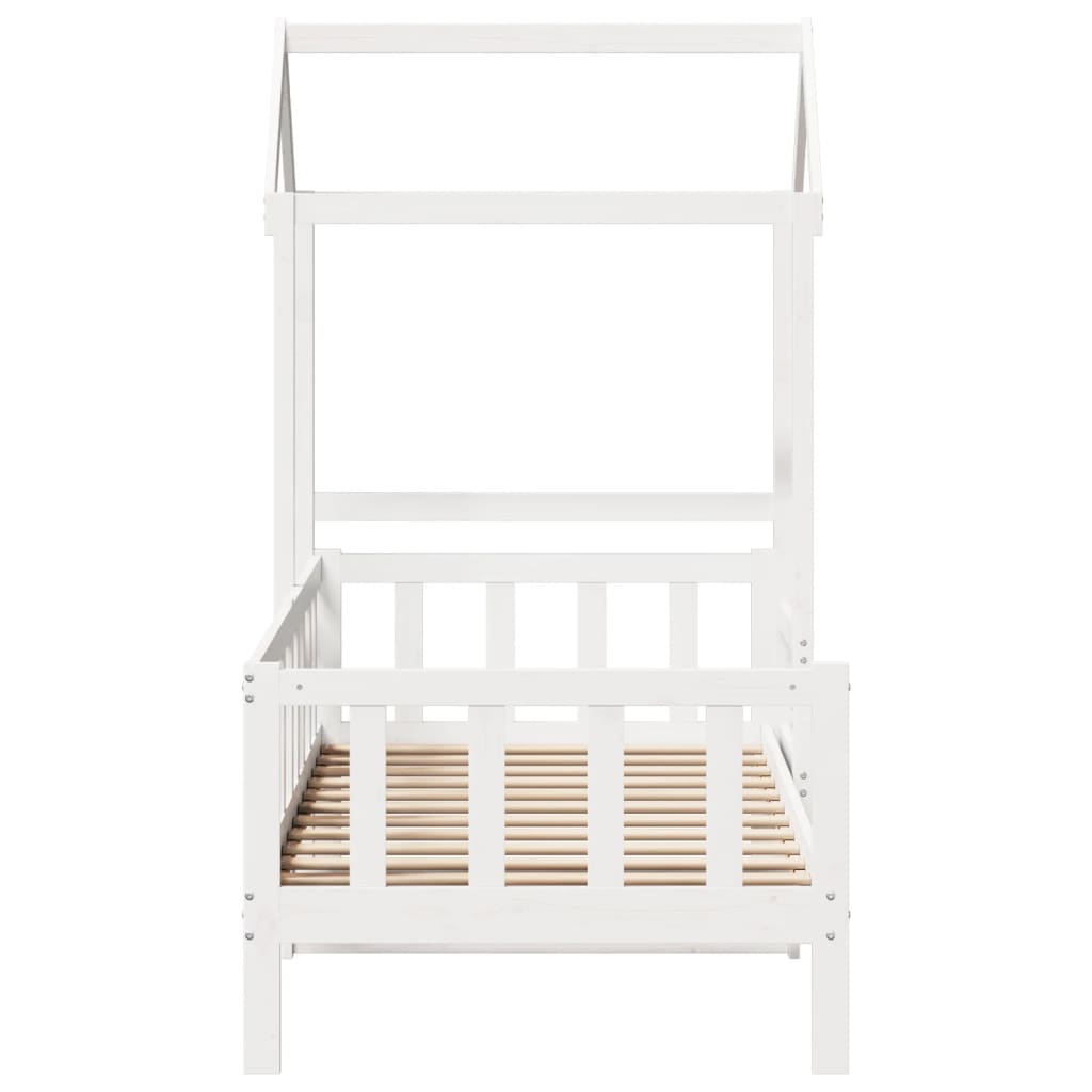 Day bed with roof without mattress white 90x190 cm solid wood