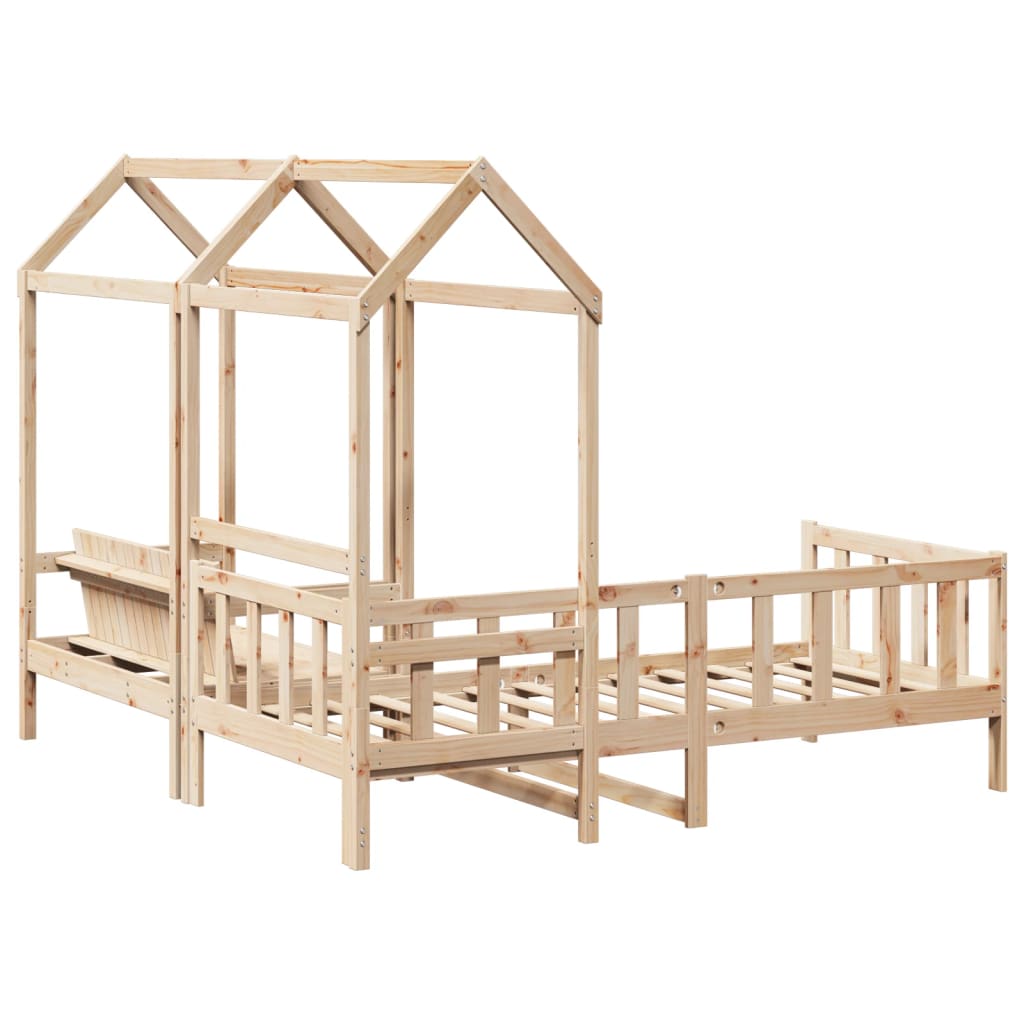 Daybed and bench set with roof without mattress