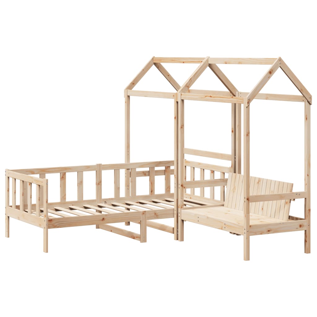 Daybed and bench set with roof without mattress