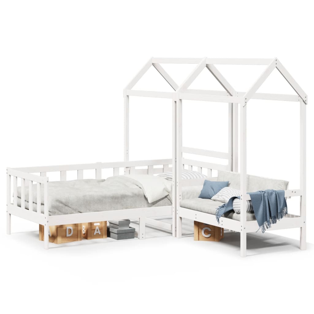 Daybed and bench set with roof without mattress white