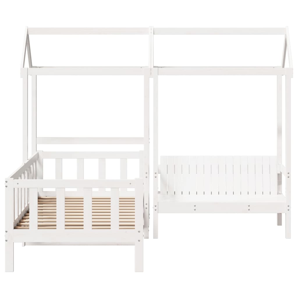 Daybed and bench set with roof without mattress white