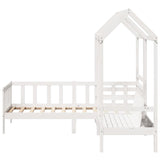 Daybed and bench set with roof without mattress white