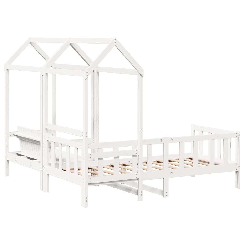 Daybed and bench set with roof without mattress white