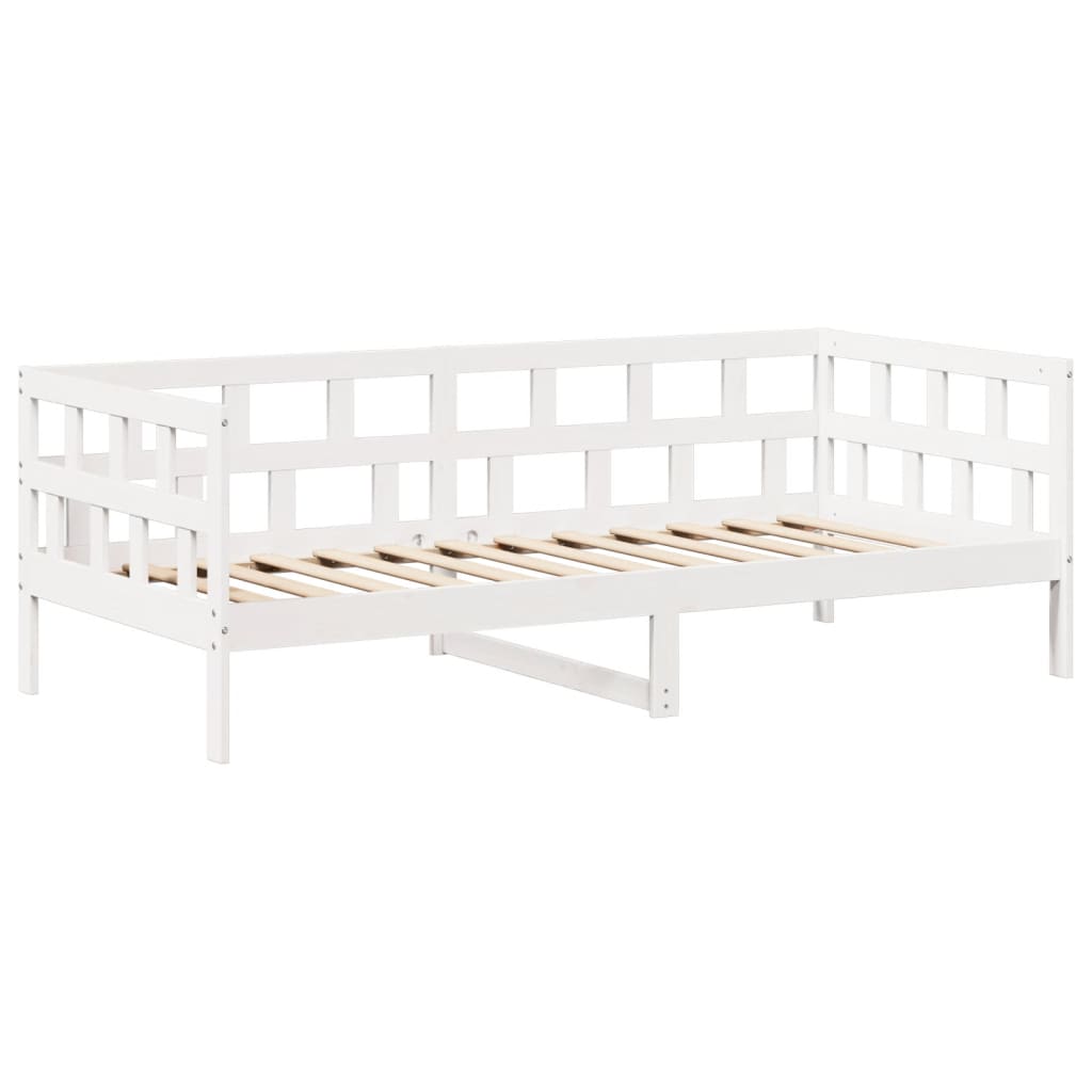 Day bed with roof without mattress white 90x200 cm solid wood