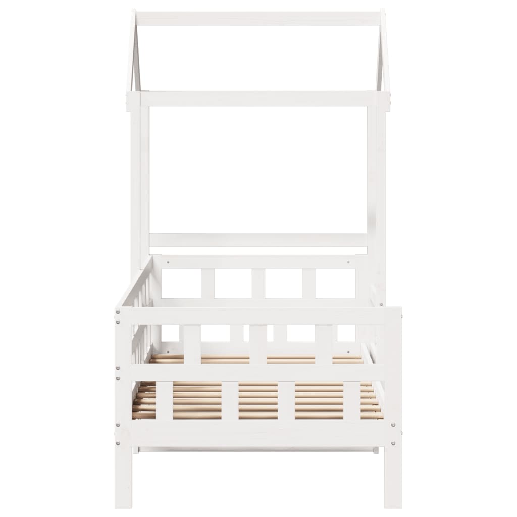 Day bed with roof without mattress white 90x200 cm solid wood