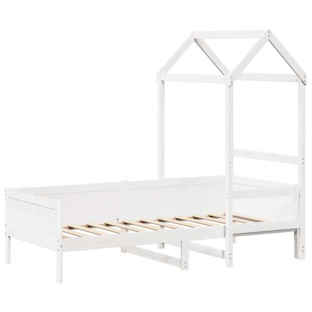 Lit de jour avec toit sans matelas blanc 90x190 cm bois massif