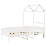 Day bed with roof without mattress white 90x190 cm solid wood