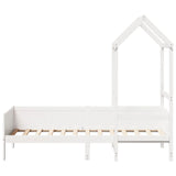 Day bed with roof without mattress white 90x190 cm solid wood