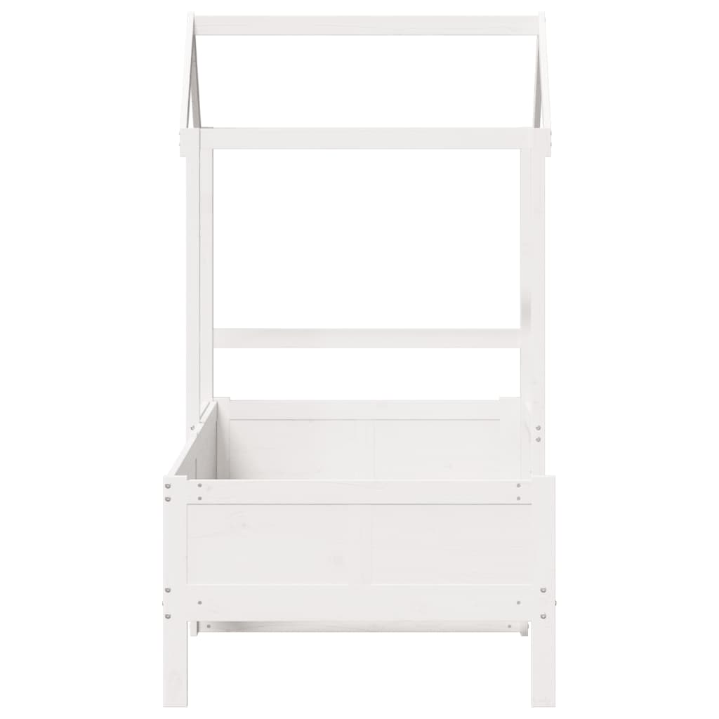 Day bed with roof without mattress white 90x190 cm solid wood