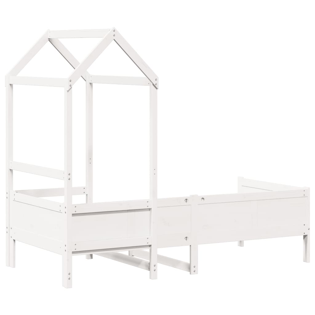 Day bed with roof without mattress white 90x190 cm solid wood