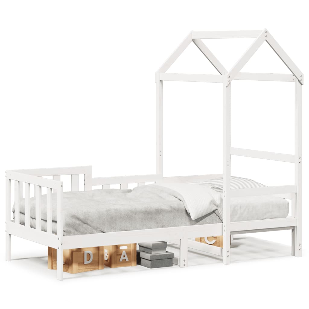 Lit de jour avec toit sans matelas blanc 90x190 cm bois massif