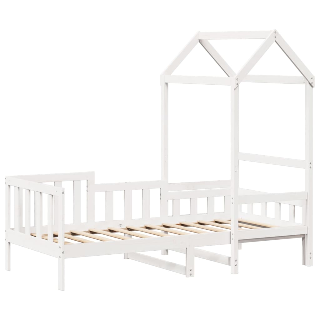 Lit de jour avec toit sans matelas blanc 90x190 cm bois massif