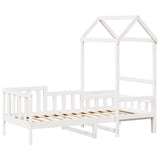 Lit de jour avec toit sans matelas blanc 90x190 cm bois massif