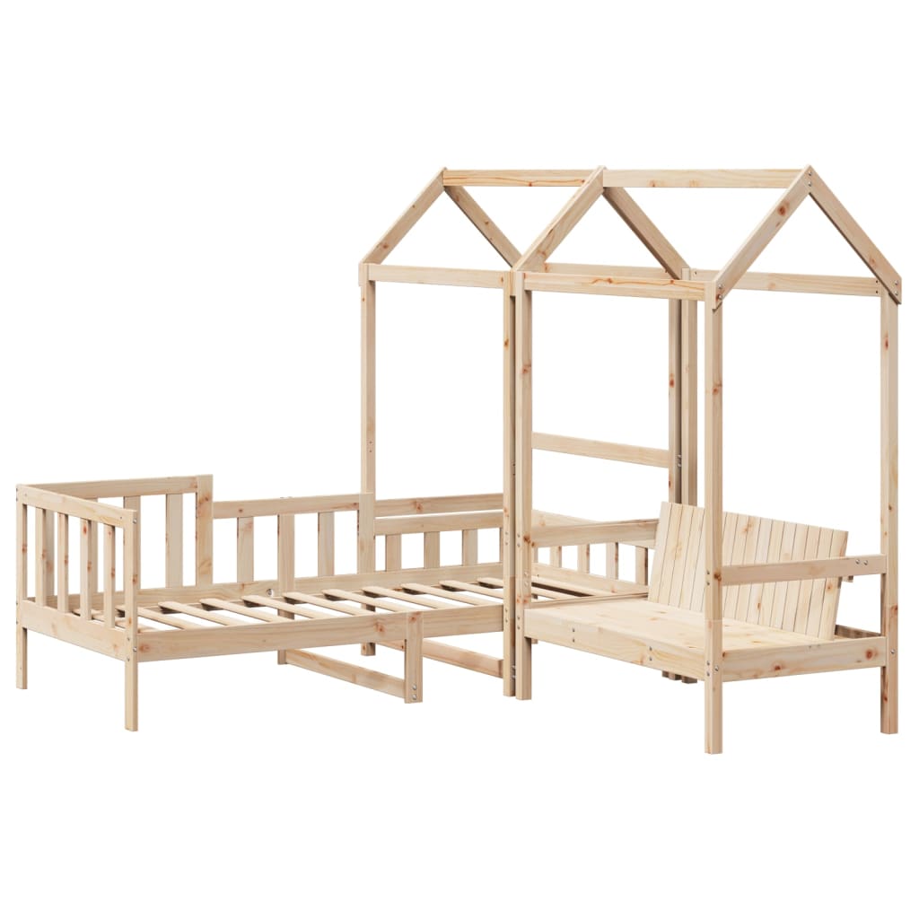 Daybed and bench set with roof without mattress