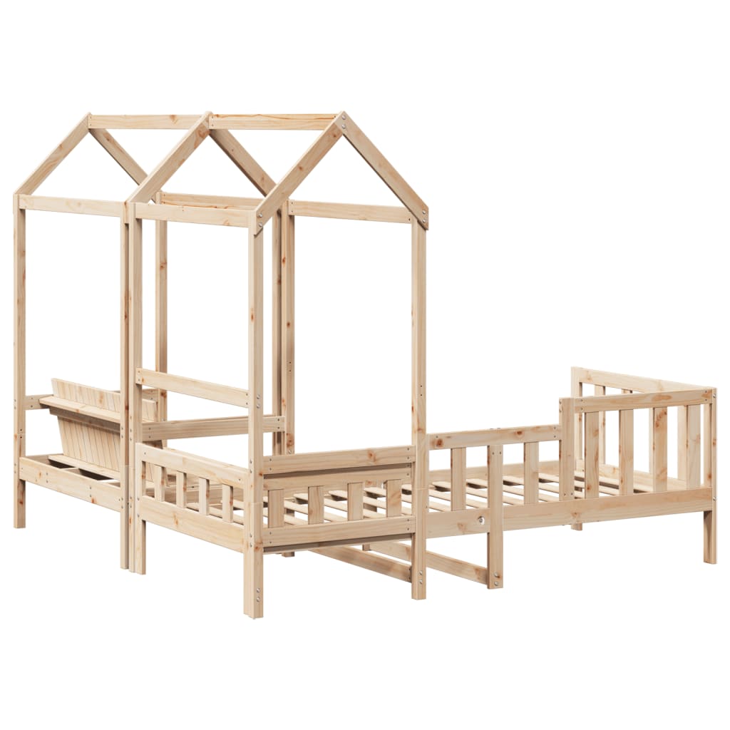 Daybed and bench set with roof without mattress