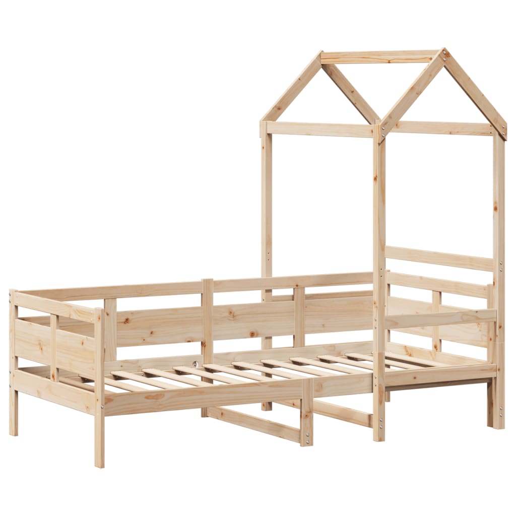 Lit de jour avec toit sans matelas 90x200 cm bois massif