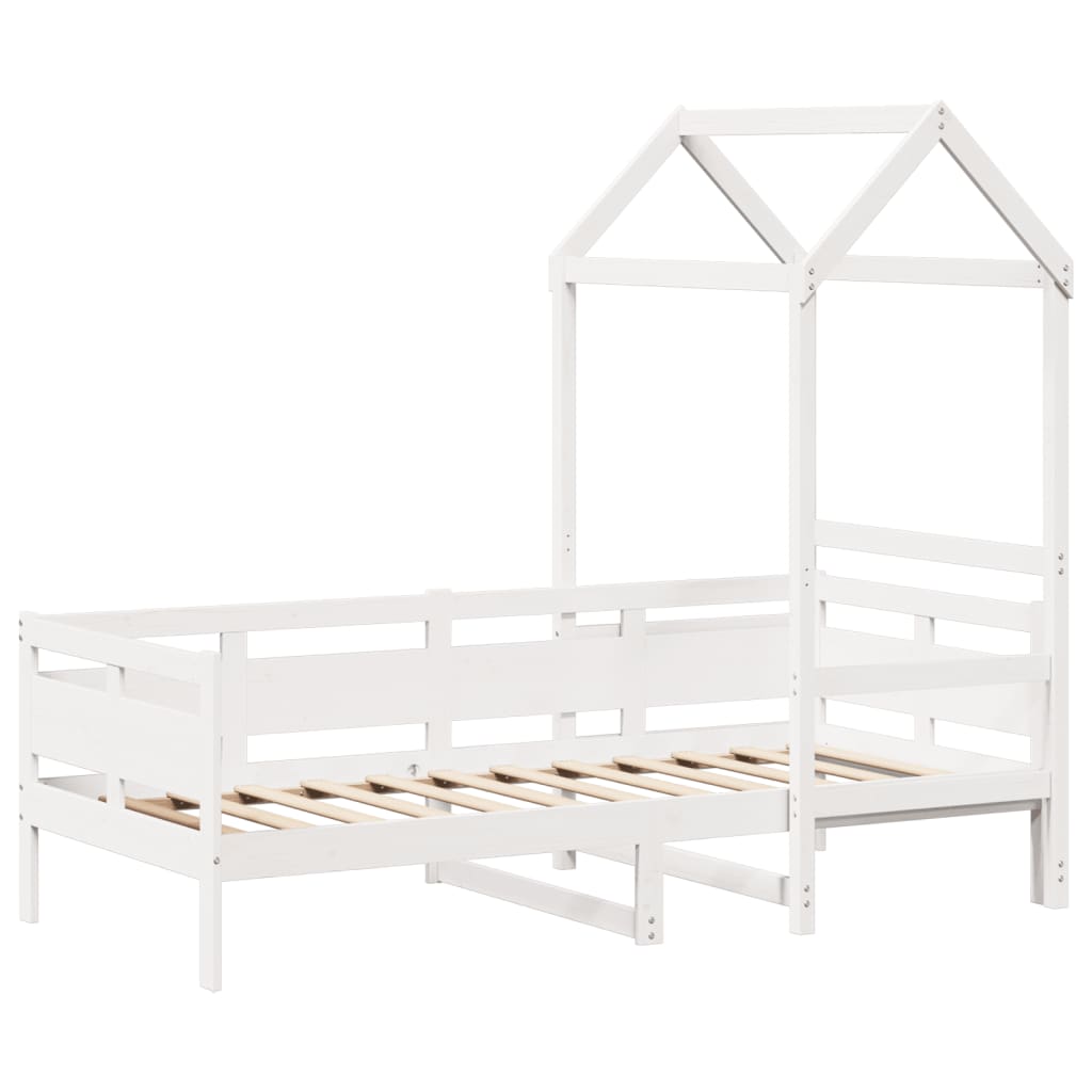 Day bed with roof without mattress white 80x200 cm solid wood