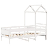 Day bed with roof without mattress white 80x200 cm solid wood