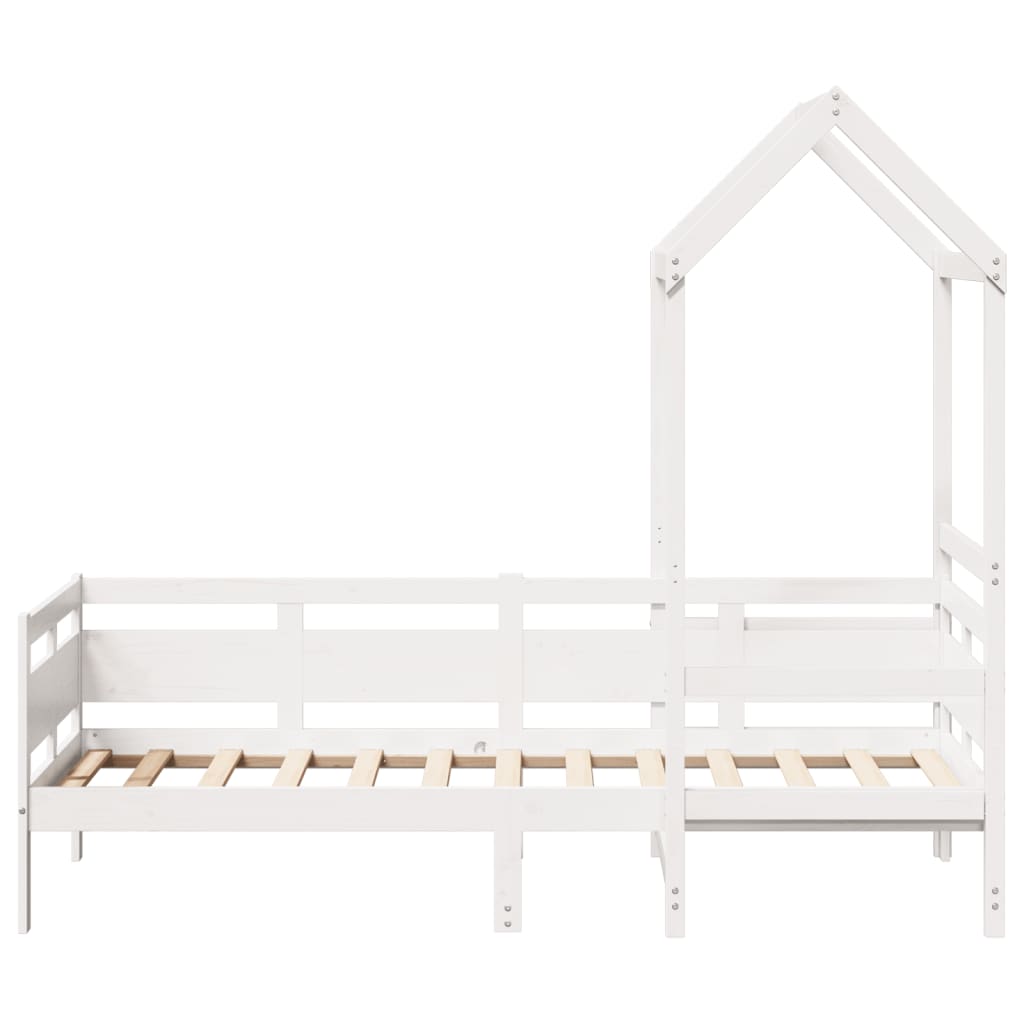 Day bed with roof without mattress white 80x200 cm solid wood