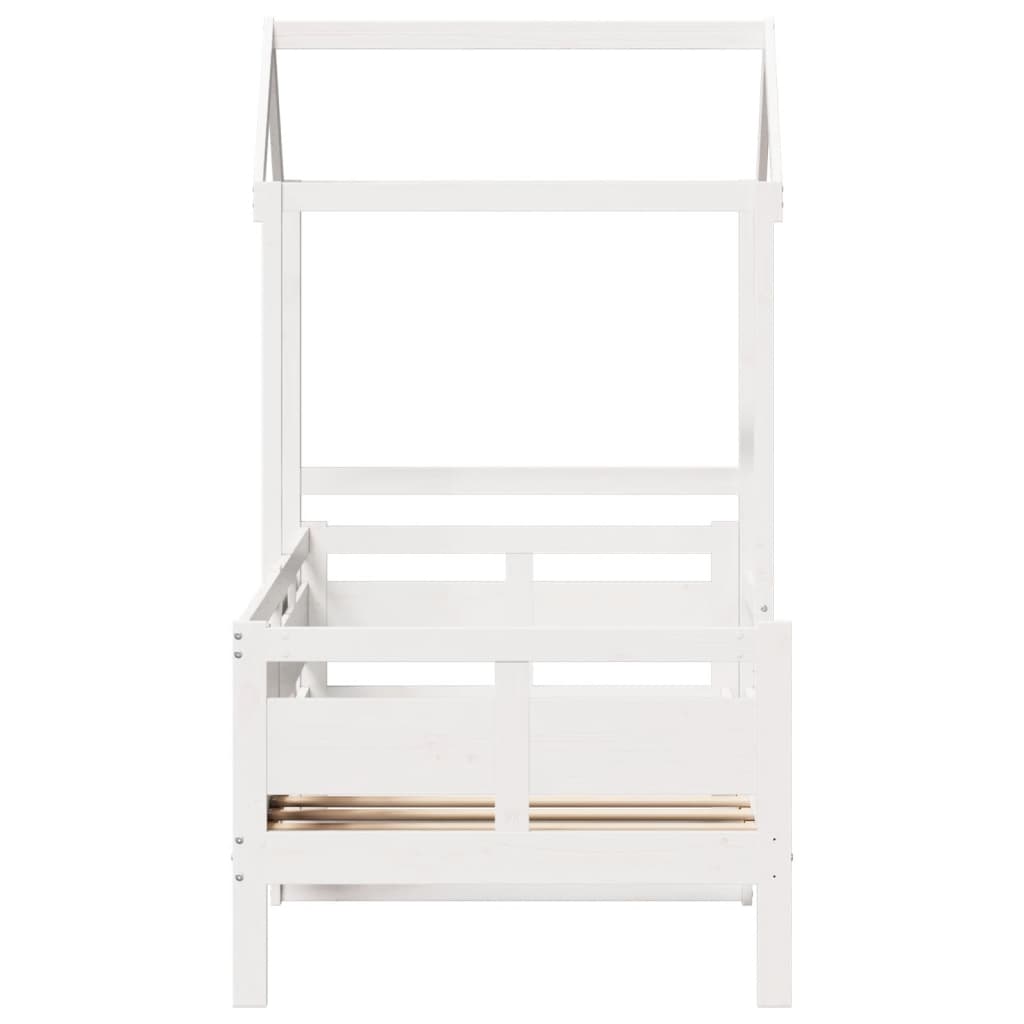 Day bed with roof without mattress white 80x200 cm solid wood