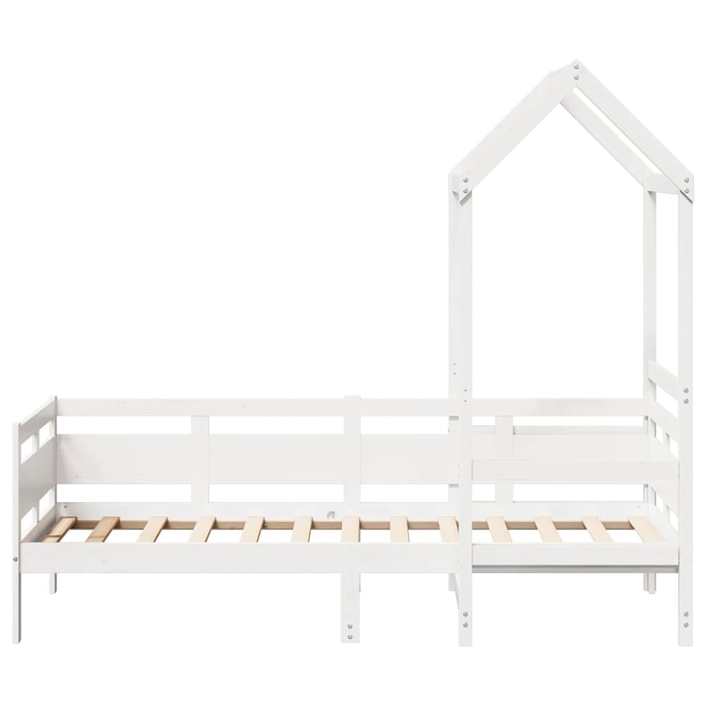 Day bed with roof without mattress white 90x190 cm solid wood