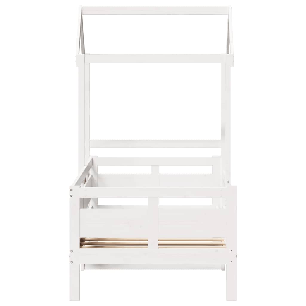 Lit de jour avec toit sans matelas blanc 90x190 cm bois massif