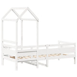 Day bed with roof without mattress white 90x190 cm solid wood