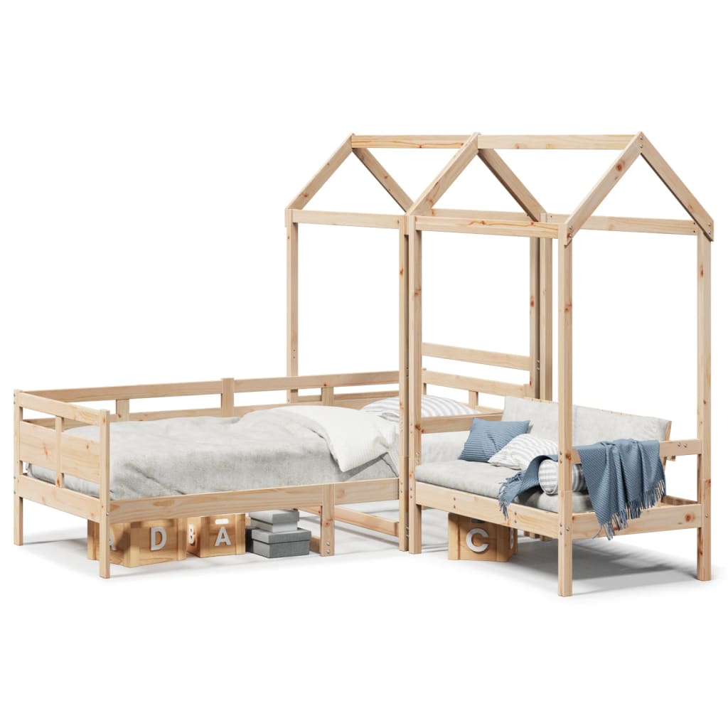 Daybed and bench set with roof without mattress