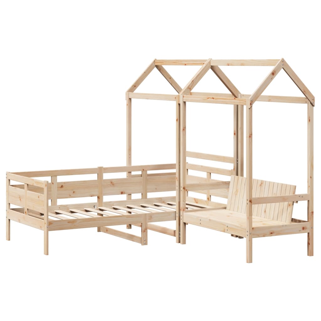 Daybed and bench set with roof without mattress