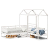 Daybed and bench set with roof without mattress white