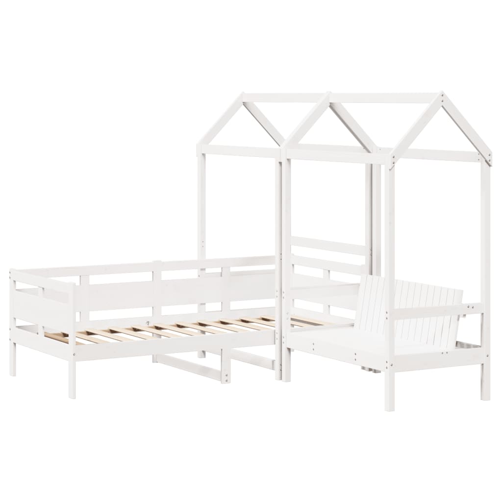 Daybed and bench set with roof without mattress white