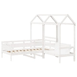 Daybed and bench set with roof without mattress white