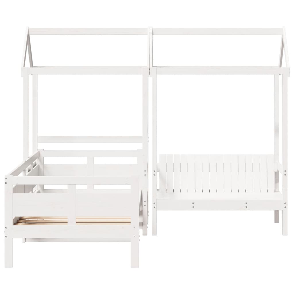 Daybed and bench set with roof without mattress white