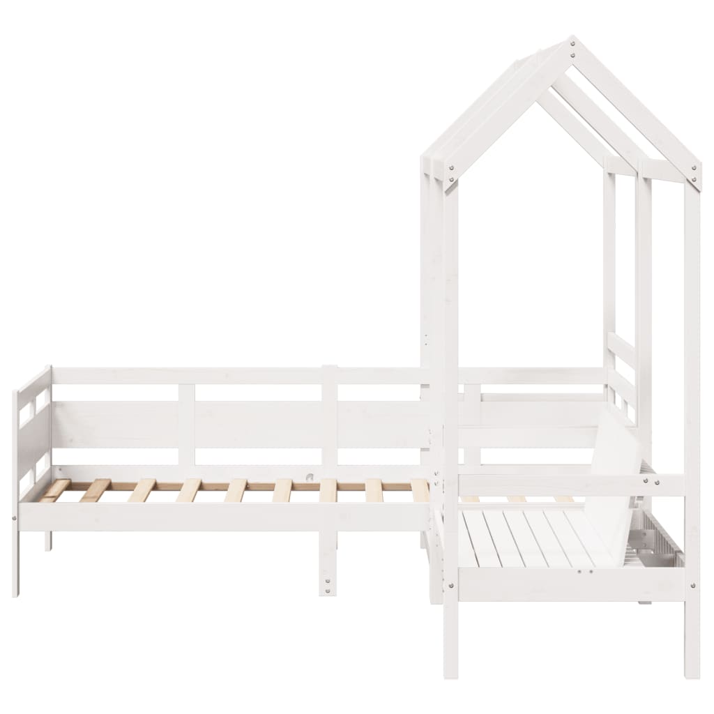 Daybed and bench set with roof without mattress white