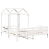 Daybed and bench set with roof without mattress white