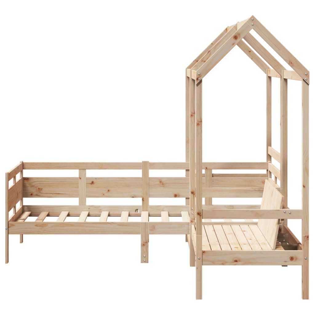 Daybed and bench set with roof without mattress