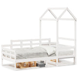 Day bed with roof without mattress white 90x200 cm solid wood